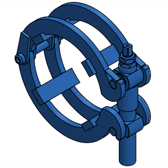 Ratchet-style pipe clamp for 10" Pipe