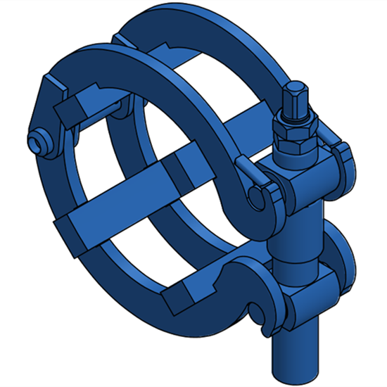 Ratchet-style pipe clamp for 6" Pipe