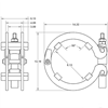 Ratchet-style pipe clamp dimensions for 8" Pipe