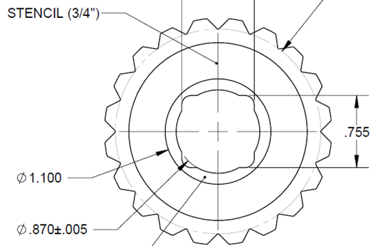 3/4" Gear Dimensions